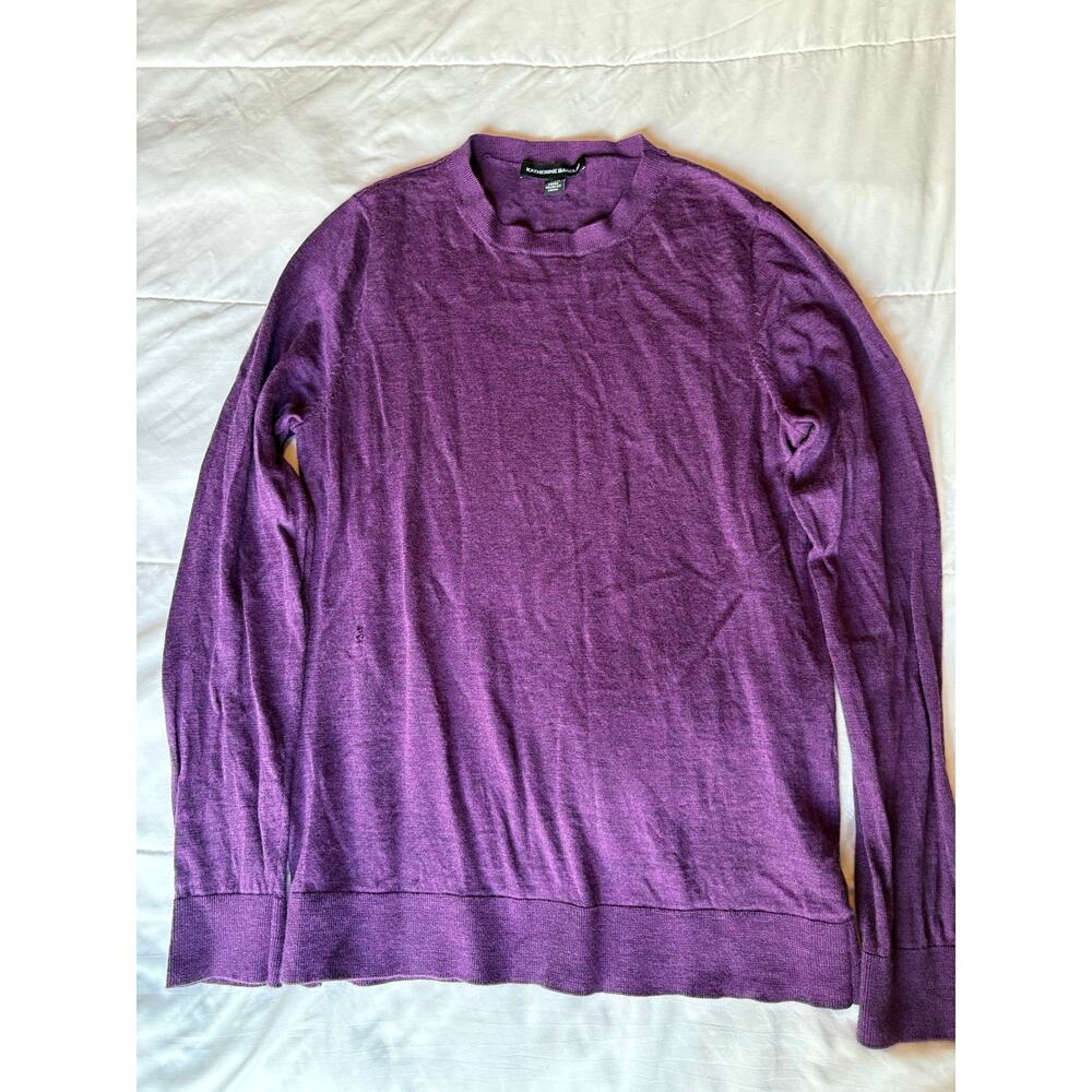 Damaged Extra Fine Merino Wool Katherine Barclay Purple Sweater Size Large
